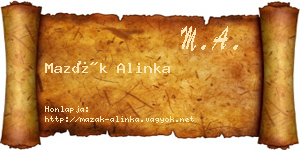 Mazák Alinka névjegykártya